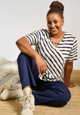 Pont Neuf raidallinen lyhythihainen trikoo tunika