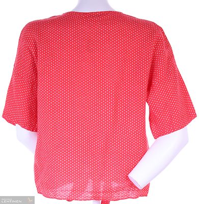 Lea H pilkullinen punainen lyhyt pellavapusero