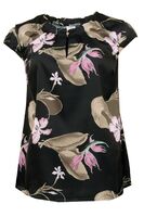 STI musta kukkakuvioinen satiinitoppi