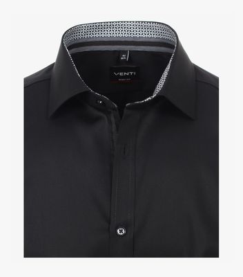 Venti musta body fit kauluspaita