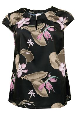 STI musta kukkakuvioinen satiinitoppi