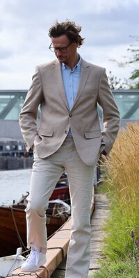 Buzo bambu/pellava beigenvärinen bleseri